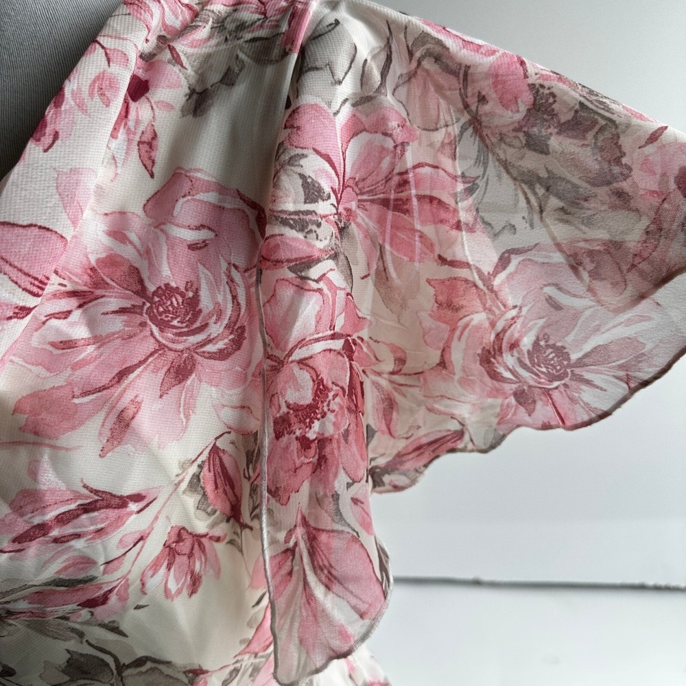 Signature Robbie Bee Midi Dress Floral Chiffon Whimsical Fairy Wedding Size 8 - Picture 13 of 16
